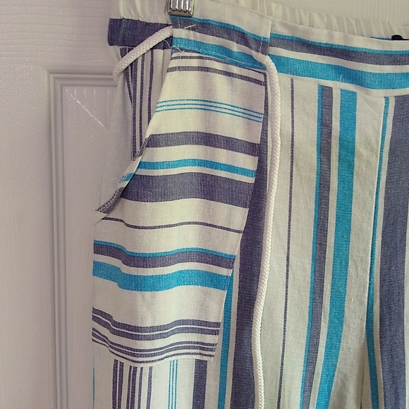 Draw string wide leg Linen blend pants size large - Picture 4 of 12